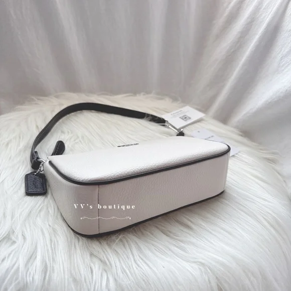 NWT Coach Nolita 19 Pebble Leather Large Wristlet Pochette Bag Chalk Black CP490 - Picture 3 of 9